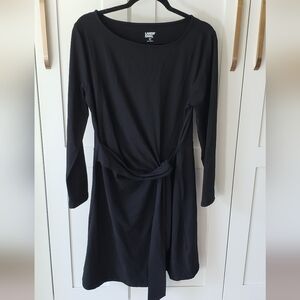 Lands End Dress Womens MP Black Long Sleeve Knit Midi Petite
